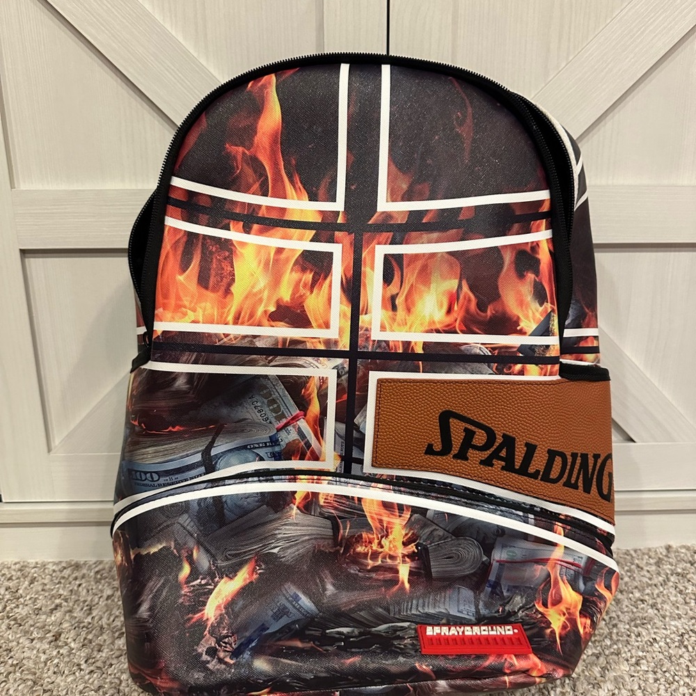 Spalding X Sprayground Fire Money Backpack Limited Edition - Rare - Authentic
